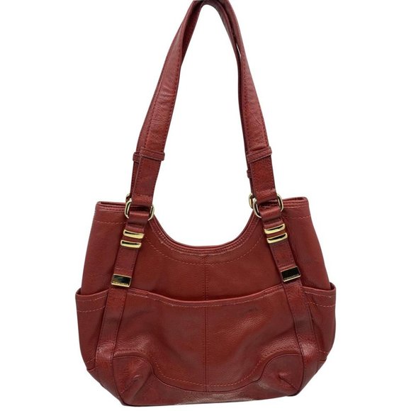 Tignanello Handbags - TIGNANELLO Red Leather Shoulder Bag